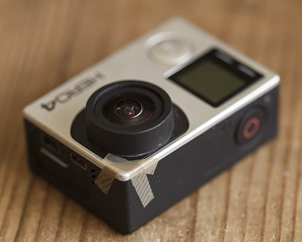 GoPro Camera with cracked case and tape repair